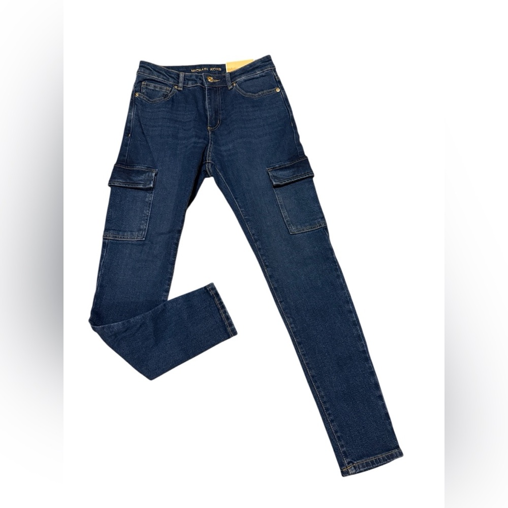 Michael Kors MK Selma Jeans High-Rise Skinny Jeans cargo pocket Size 2 $125 MSRP